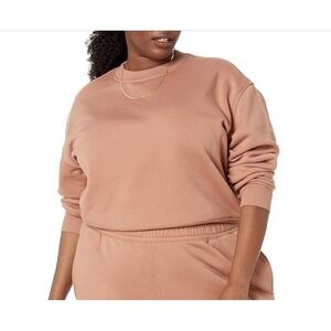Amazon‎ Essentials Women 6X Oversized Fleece Crop Sweatshirt light brown